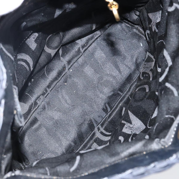 Salvatore Ferragamo Vala Shoulder Bag Nylon Black Gold Auth bs29122