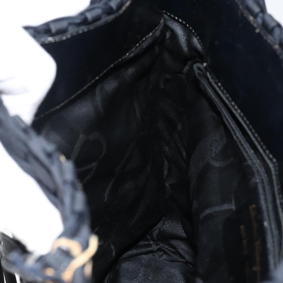 Salvatore Ferragamo Vala Shoulder Bag Nylon Black Gold Auth bs29122