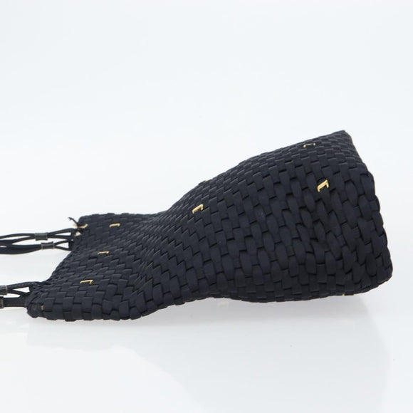 Salvatore Ferragamo Vala Shoulder Bag Nylon Black Gold Auth bs29122