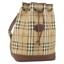 Burberrys Nova Check Shoulder Bag PVC Beige Gold Auth bs29124-1