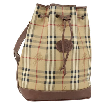 Burberrys Nova Check Shoulder Bag PVC Beige Gold Auth bs29124