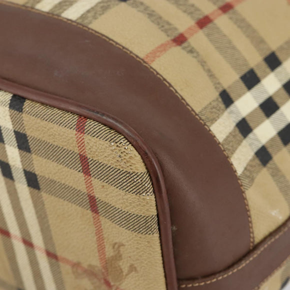 Burberrys Nova Check Shoulder Bag PVC Beige Gold Auth bs29124