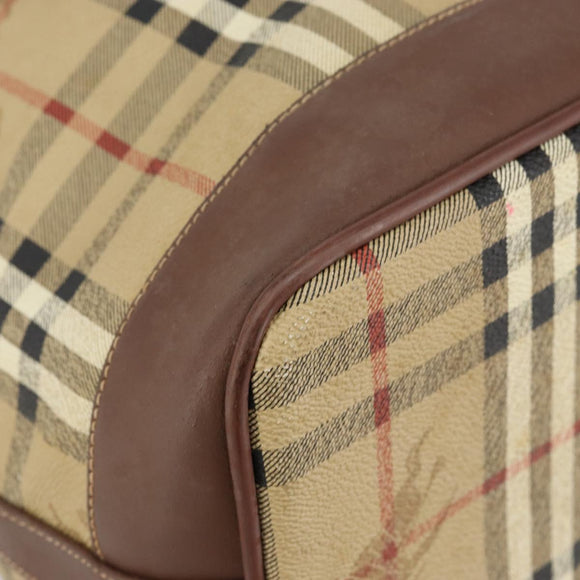 Burberrys Nova Check Shoulder Bag PVC Beige Gold Auth bs29124
