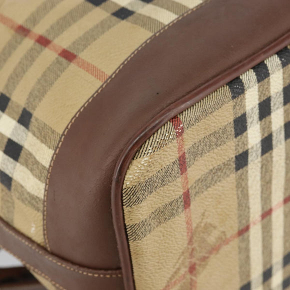 Burberrys Nova Check Shoulder Bag PVC Beige Gold Auth bs29124