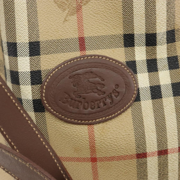 Burberrys Nova Check Shoulder Bag PVC Beige Gold Auth bs29124