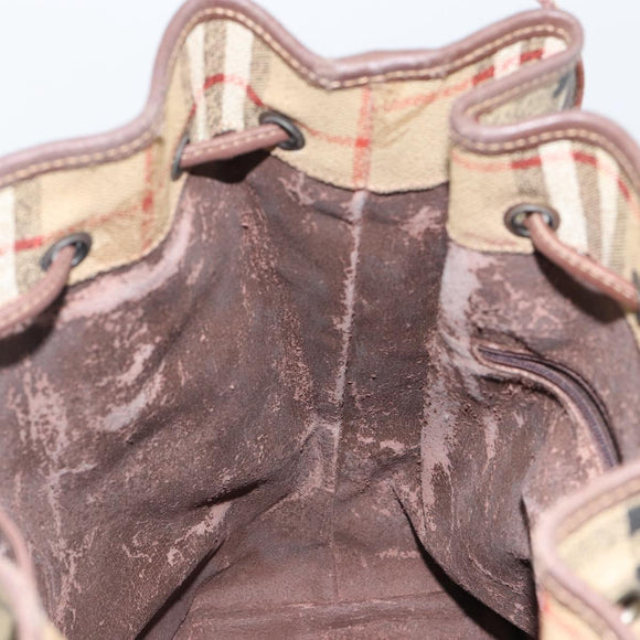 Burberrys Nova Check Shoulder Bag PVC Beige Gold Auth bs29124