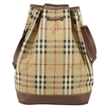 Burberrys Nova Check Shoulder Bag PVC Beige Gold Auth bs29124 - 0