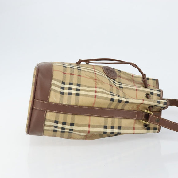 Burberrys Nova Check Shoulder Bag PVC Beige Gold Auth bs29124