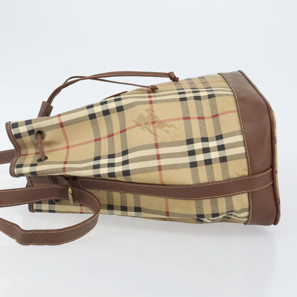 Burberrys Nova Check Shoulder Bag PVC Beige Gold Auth bs29124