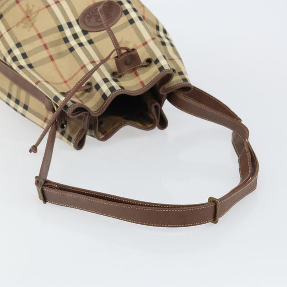 Burberrys Nova Check Shoulder Bag PVC Beige Gold Auth bs29124