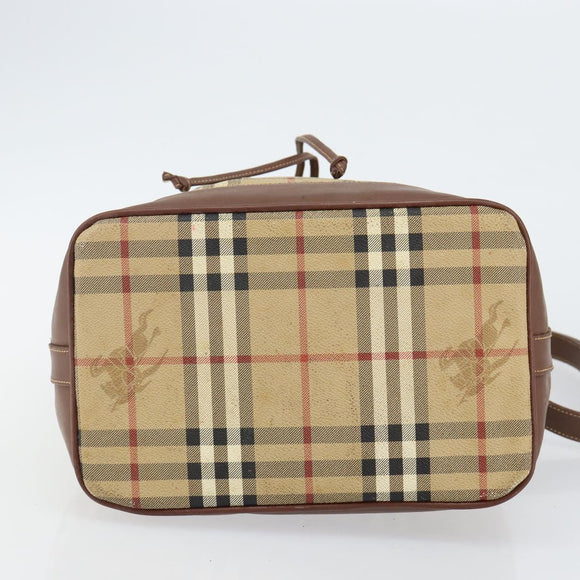 Burberrys Nova Check Shoulder Bag PVC Beige Gold Auth bs29124