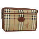 Burberrys Nova Check Clutch Bag PVC Beige Gold Auth bs29125-1