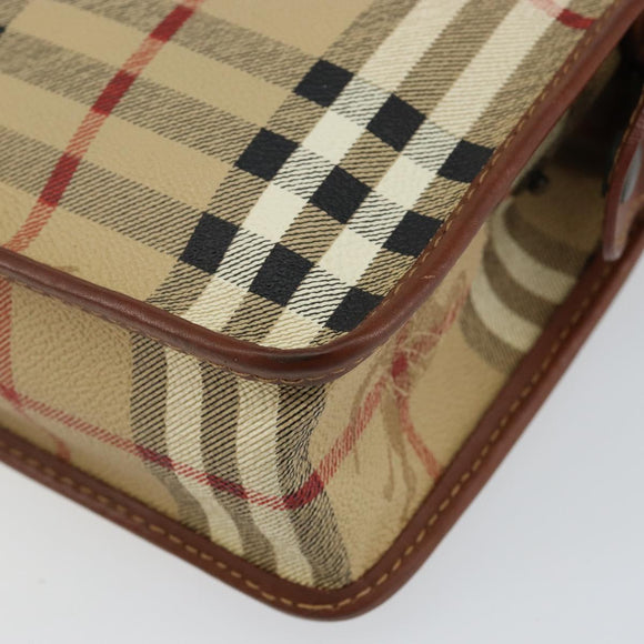 Burberrys Nova Check Clutch Bag PVC Beige Gold Auth bs29125