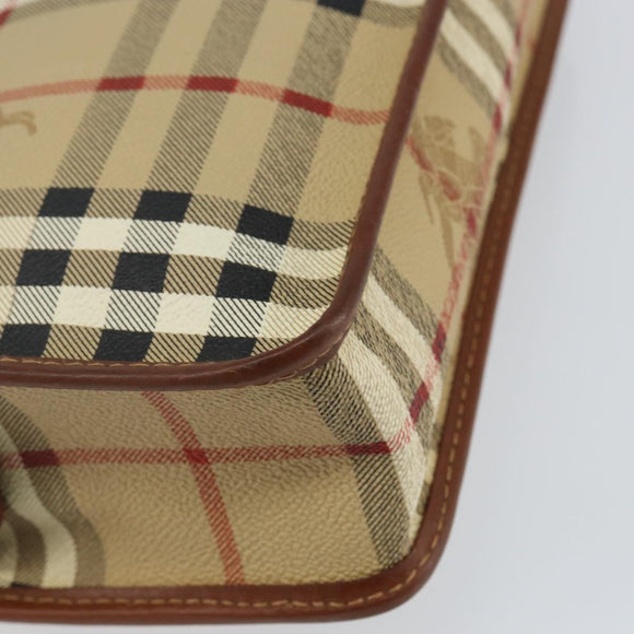 Burberrys Nova Check Clutch Bag PVC Beige Gold Auth bs29125