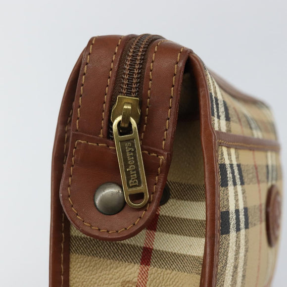 Burberrys Nova Check Clutch Bag PVC Beige Gold Auth bs29125