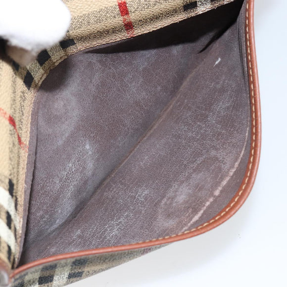 Burberrys Nova Check Clutch Bag PVC Beige Gold Auth bs29125