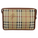 Burberrys Nova Check Clutch Bag PVC Beige Gold Auth bs29125-3