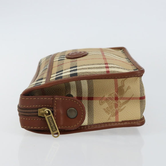 Burberrys Nova Check Clutch Bag PVC Beige Gold Auth bs29125