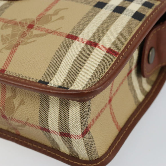 Burberrys Nova Check Clutch Bag PVC Beige Gold Auth bs29125