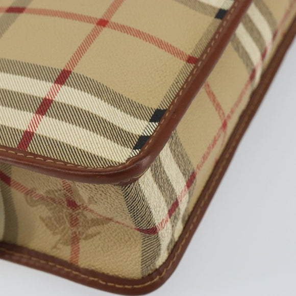 Burberrys Nova Check Clutch Bag PVC Beige Gold Auth bs29125