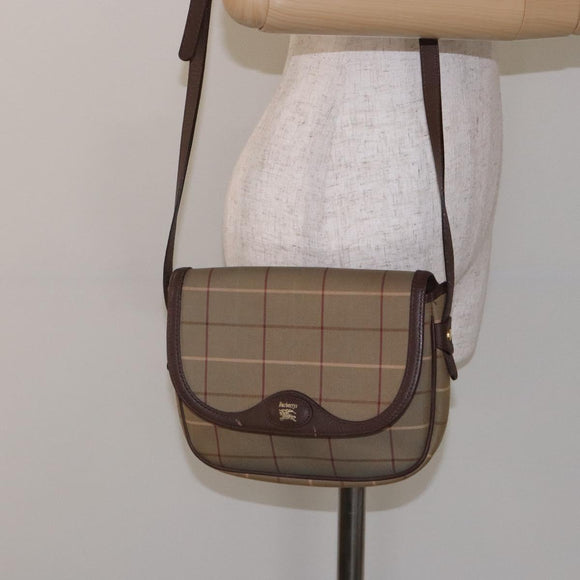 Burberrys Nova Check Shoulder Bag Canvas Beige Gold Auth bs29128