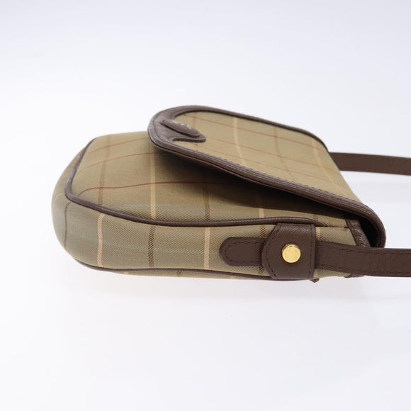 Burberrys Nova Check Shoulder Bag Canvas Beige Gold Auth bs29128
