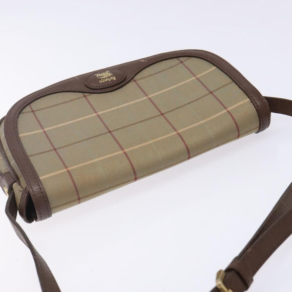 Burberrys Nova Check Shoulder Bag Canvas Beige Gold Auth bs29128
