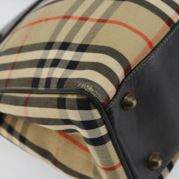 Burberrys Nova Check Hand Bag Canvas Beige Auth bs29129