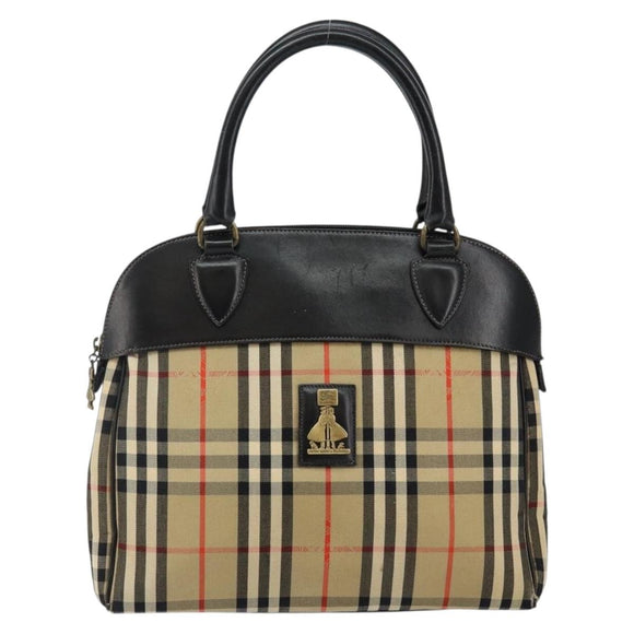 Burberrys Nova Check Hand Bag Canvas Beige Auth bs29129