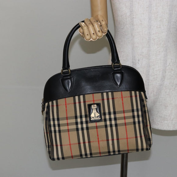 Burberrys Nova Check Hand Bag Canvas Beige Auth bs29129