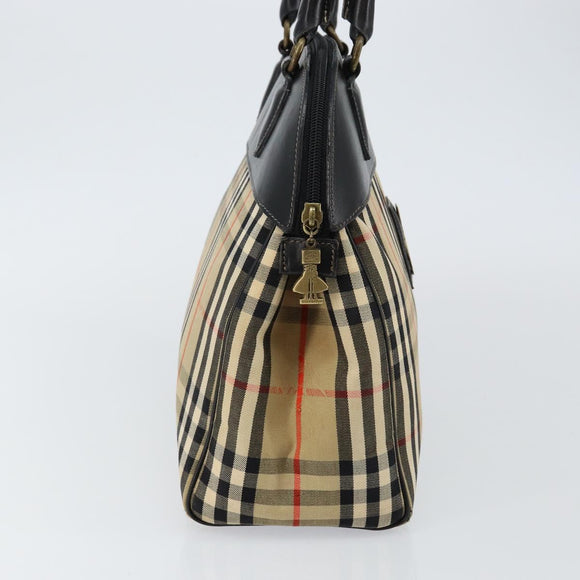 Burberrys Nova Check Hand Bag Canvas Beige Auth bs29129