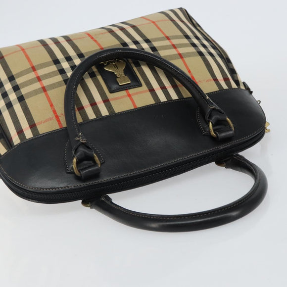 Burberrys Nova Check Hand Bag Canvas Beige Auth bs29129