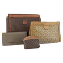 CELINE Macadam Canvas Clutch Bag PVC 4Set Brown Beige Auth bs29137-1