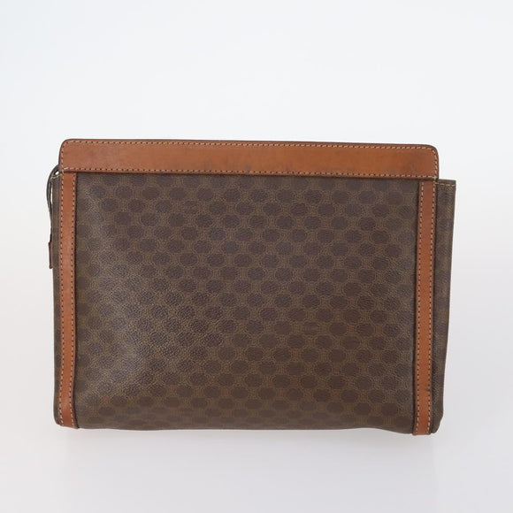 CELINE Macadam Canvas Clutch Bag PVC 4Set Brown Beige Auth bs29137
