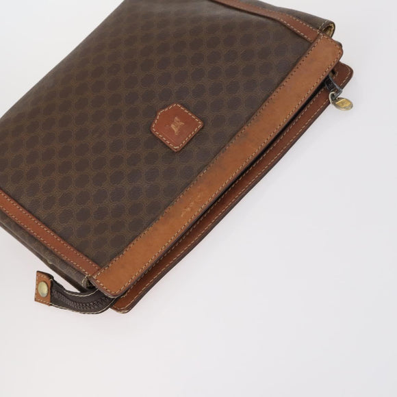 CELINE Macadam Canvas Clutch Bag PVC 4Set Brown Beige Auth bs29137