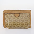 CELINE Macadam Canvas Clutch Bag PVC 4Set Brown Beige Auth bs29137-8
