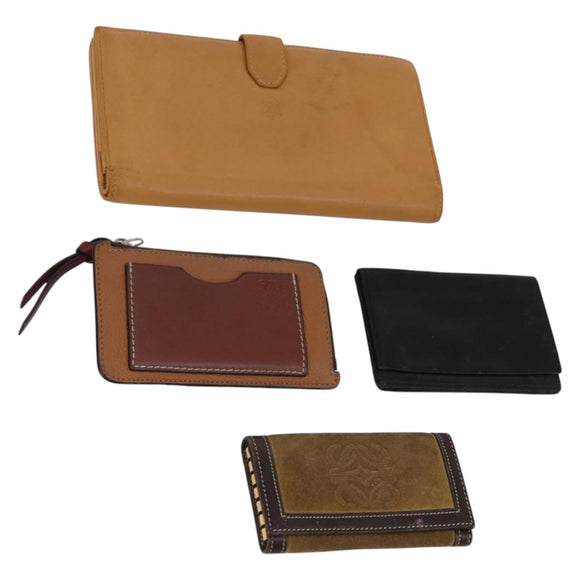 LOEWE Anagram Wallet Leather 4Set Brown Black beige Auth bs29140