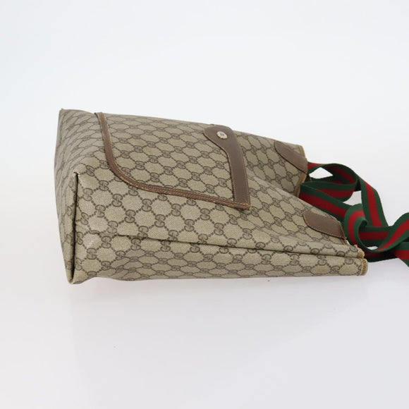 GUCCI GG Supreme Bamboo Web Sherry Line Bag Nylon PVC 3Set Beige Auth bs29146