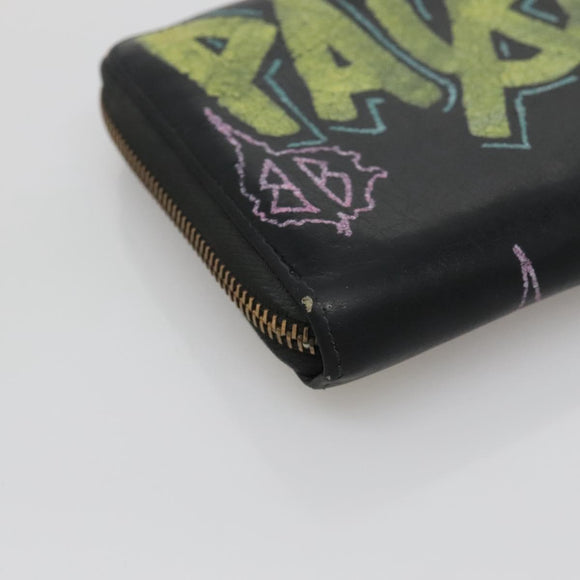 BALENCIAGA Wallet Leather Black Gold 253036 Auth bs29147