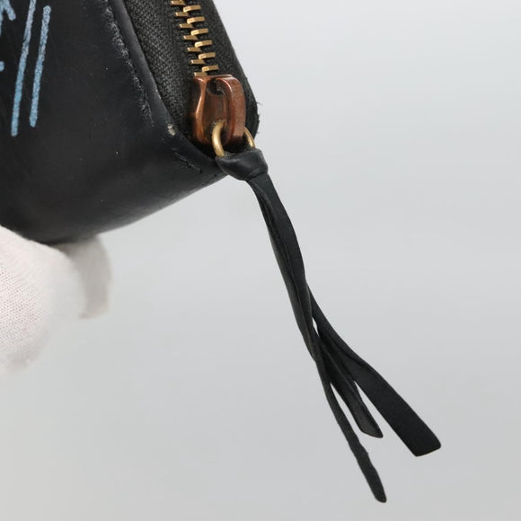 BALENCIAGA Wallet Leather Black Gold 253036 Auth bs29147