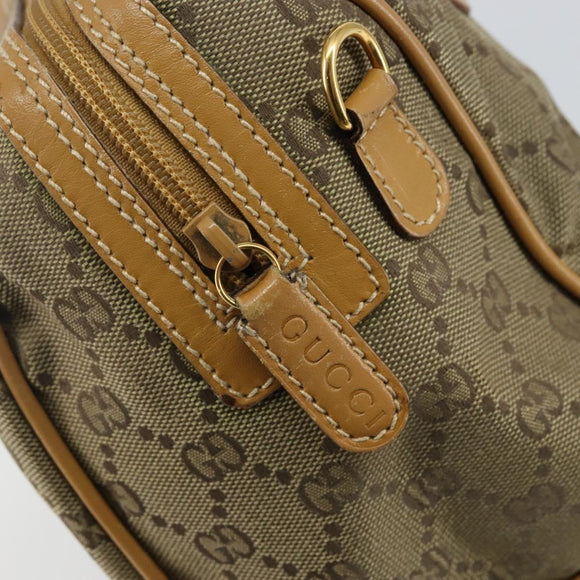 GUCCI GG Canvas Boston Bag Beige Gold Auth bs29152