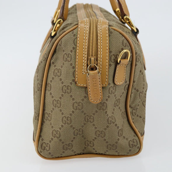 GUCCI GG Canvas Boston Bag Beige Gold Auth bs29152