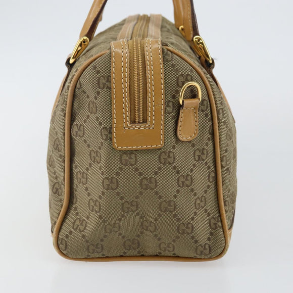 GUCCI GG Canvas Boston Bag Beige Gold Auth bs29152