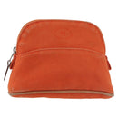 HERMES Bolide Pouch Mini Mini Canvas Orange Silver Auth bs29153-1