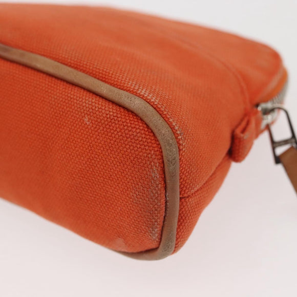 HERMES Bolide Pouch Mini Mini Canvas Orange Silver Auth bs29153