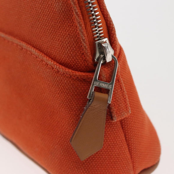 HERMES Bolide Pouch Mini Mini Canvas Orange Silver Auth bs29153