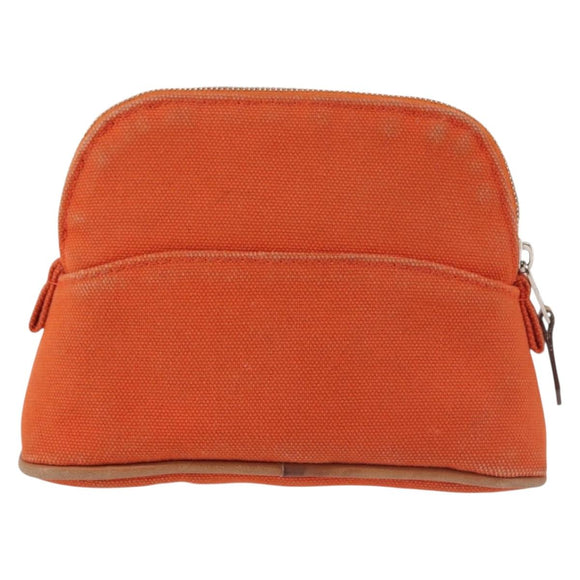HERMES Bolide Pouch Mini Mini Canvas Orange Silver Auth bs29153