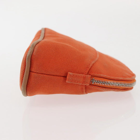 HERMES Bolide Pouch Mini Mini Canvas Orange Silver Auth bs29153