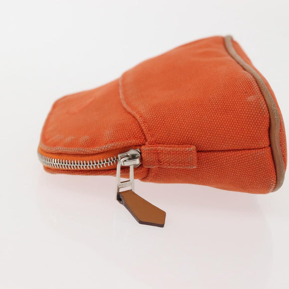 HERMES Bolide Pouch Mini Mini Canvas Orange Silver Auth bs29153