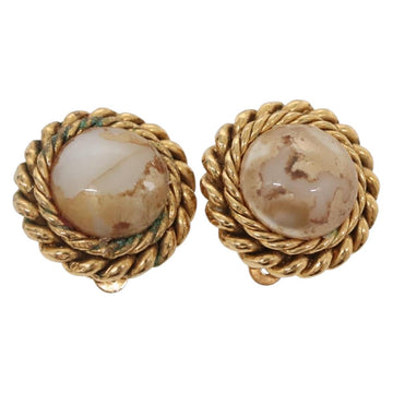 CHANEL Earring metal Gold CC Auth bs29157